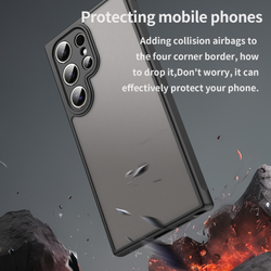 Защитный чехол с черными рамками для Samsung Galaxy S24 Ultra, задняя крышка тонированная прозрачная