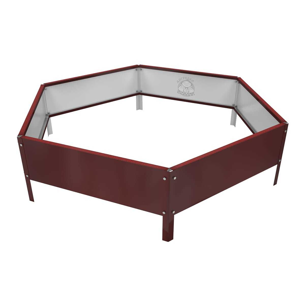 Клумба многоугольная оцинкованная с ножками 1 ярус RAL 3011 Красно-коричневый