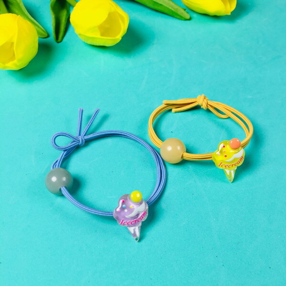 Резинка для волос 1шт «Tenderness - Мороженое», микс 5 цветов, d-5см