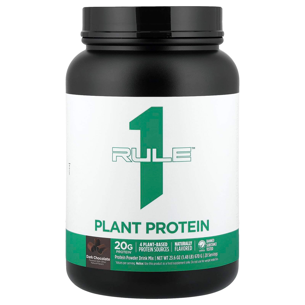 Rule One Proteins, смесь для приготовления напитка с растительным протеином, со вкусом шоколада, 670 г (1,48 фунта)