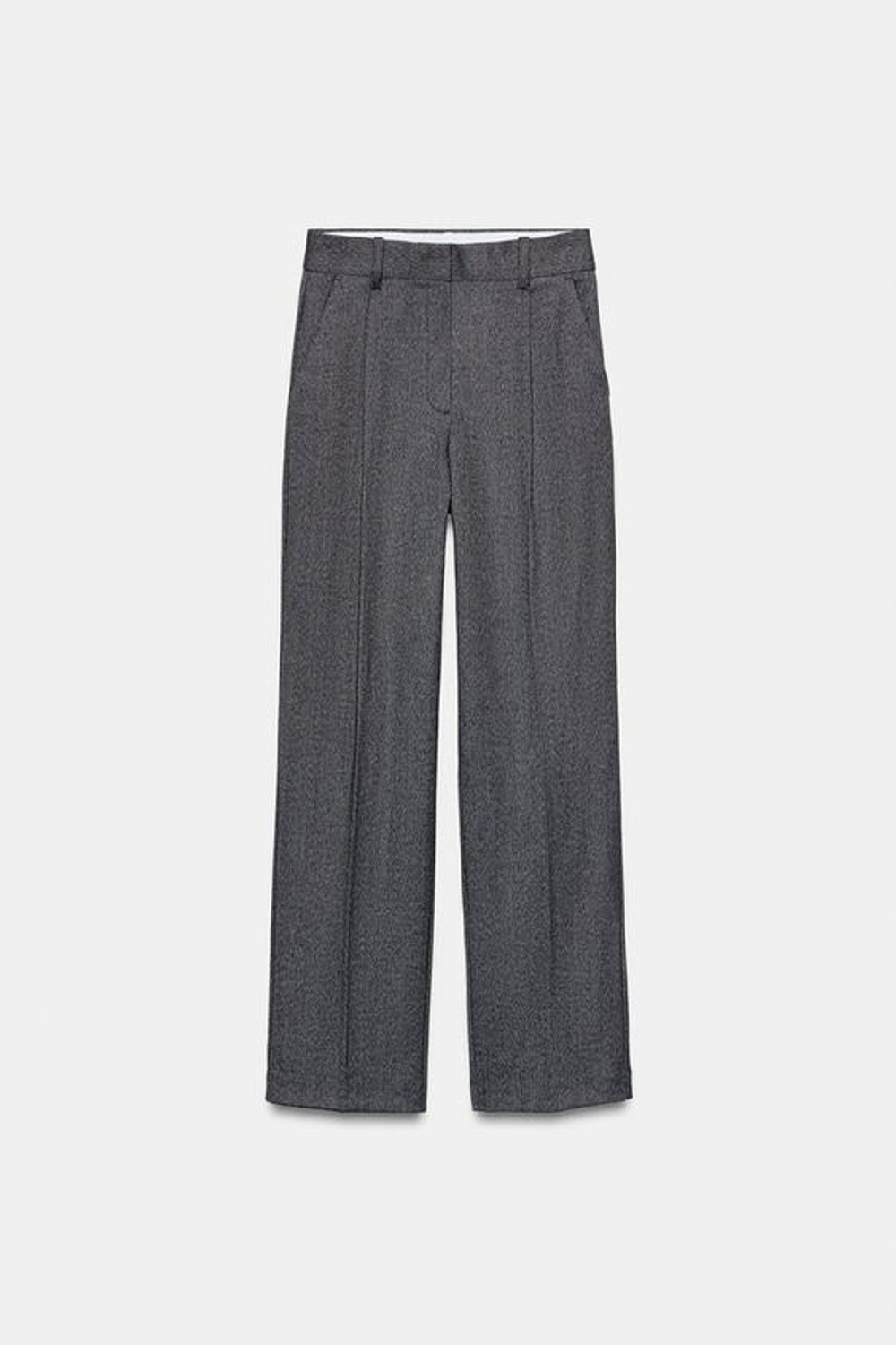 ZARA ПРЯМЫЕ БРЮКИ В ЕЛОЧКУ, СЕРЫЙ