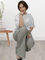 20623 Брюки-палаццо женские пике серо/белая полоска (56)
