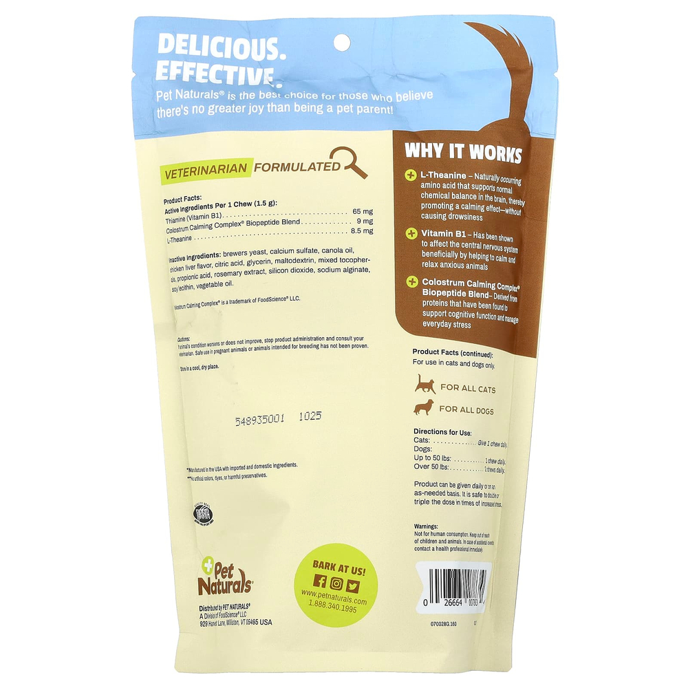 Pet Naturals, Calming, для собак и кошек всех размеров, успокаивающее средство, 160 жевательных таблеток, 240 г (8,46 унции)