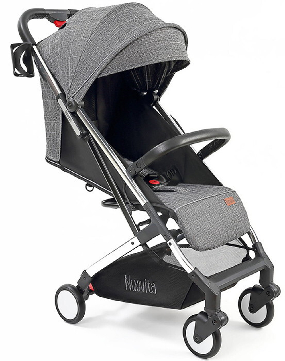 Детская прогулочная коляска Nuovita Anima Grigio gabbia, Argento / Серая клетка, Серебряный