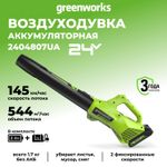 Аккумуляторный воздуходув Greenworks G24ABK2, 2404807UA,24v, АКБ 2 А·ч и ЗУ