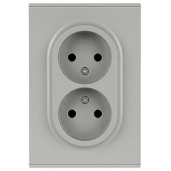 Розетка ЭРА Arktik 16-2107-03 без заземления двойная 2X2P 16А-250В алюминий | Эра Arktik