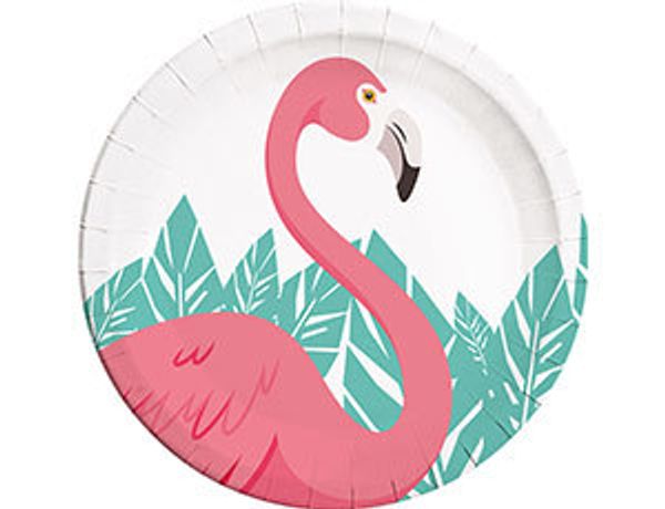 Тарелки Фламинго 23 см 8 шт бумажная