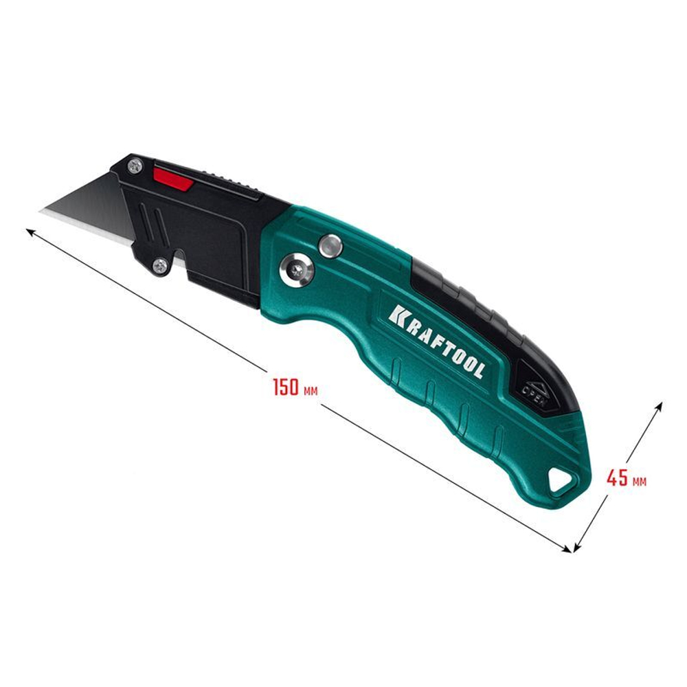 Нож трапецевидный складной 19 мм двухкомпонентная рукоятка Kraftool