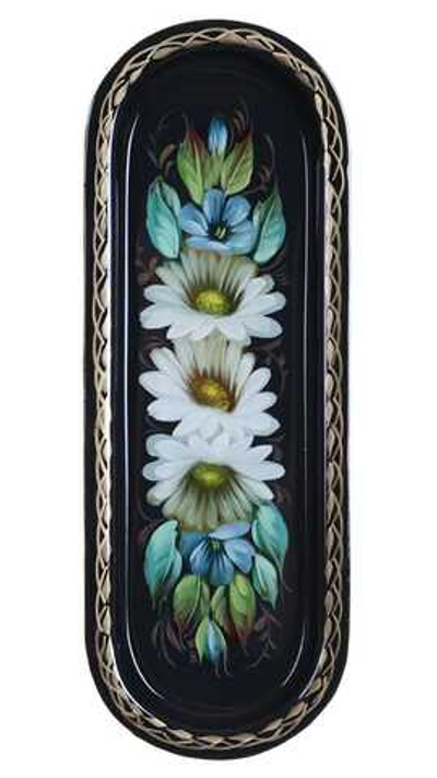 Жостовский поднос декоративный, размер 21х8 см (A4), металлический