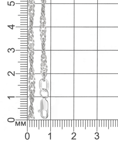 Фото цепочка на шею сингапур серебро 9268 на размерной сетке