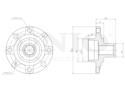 Ступица передняя (без ABS) UNIO HUB-20271