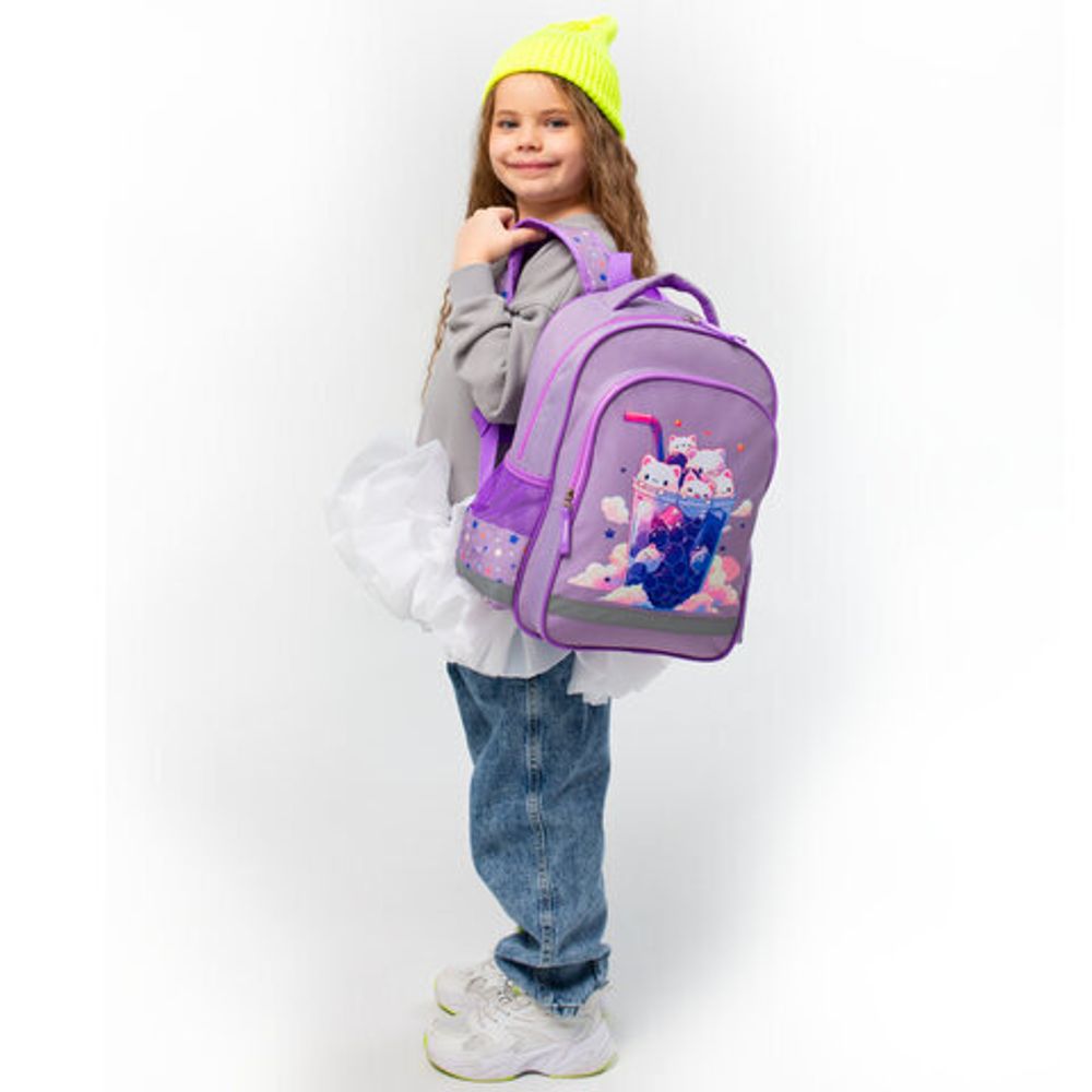 Рюкзак ПИФАГОР SCHOOL, 1 отделение, 3 кармана, "Bubble tea", 38x28х14 см, 273164