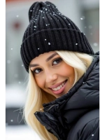 шапка вязаная теплая зимняя с отворотом стильная