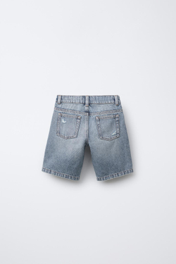 ZARA ДЖИНСОВЫЕ ШОРТЫ С РАЗРЕЗАМИ, ГОЛУБОЙ