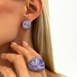 Кольцо c Лавандовым Кварцем и Цветными Сапфирами, R0040-4/44