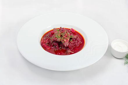 Борщ из утки с черносливом /300гр + 2 пирожка с утиными потрошками