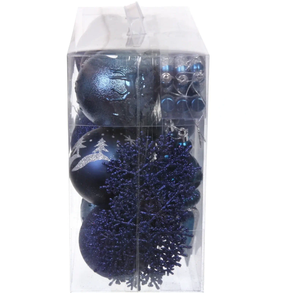 Набор ёлочных украшений «Wish» 6 см + 4 см (50 предмета), Сапфир