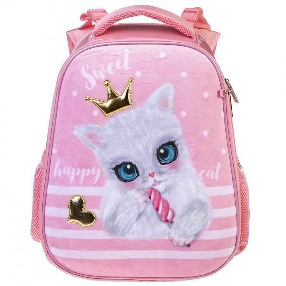 Рюкзак 37х29х17см "Ergonomic. Classic. Кошечка с мороженым" 2 отд.2 карм. с расшир. (Хатбер)