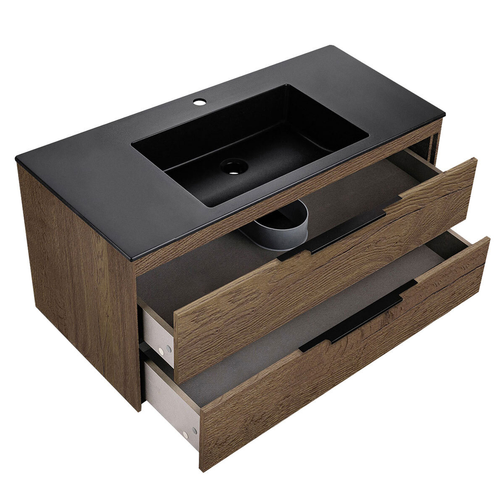 Тумба под раковину Vincea Chiara 2D 1000 подвесная, 2 выкатных ящика soft-close, T.Oak