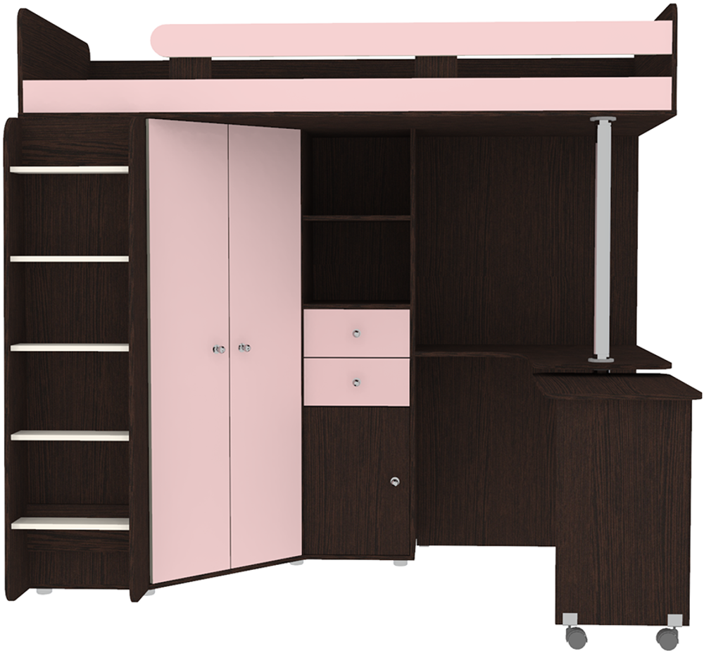 Кровать-чердак КарИВи М85 Венге Розовый