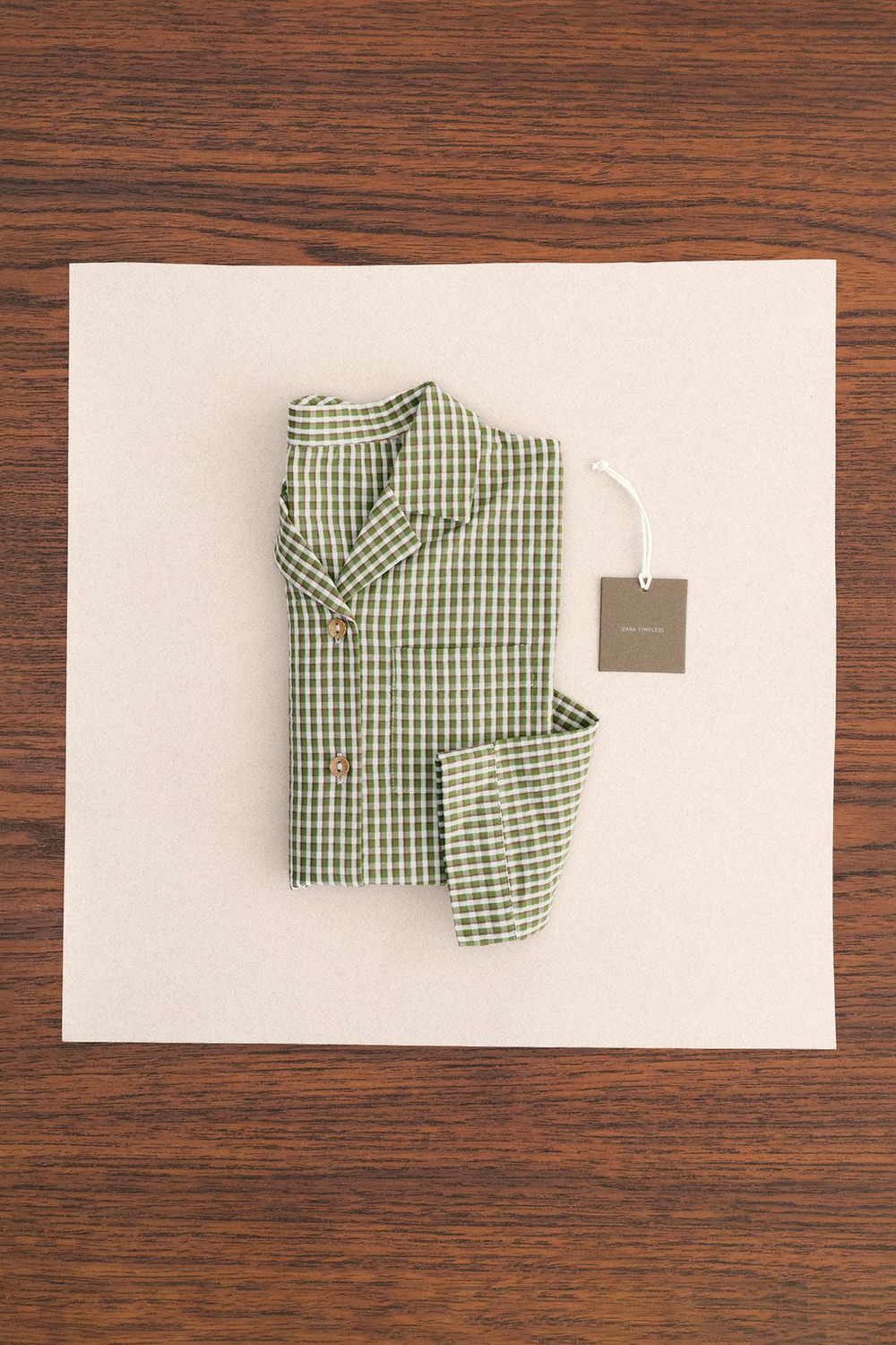 ZARA TIMELESS - ПИЖАМА РУБАШЕЧНОГО ТИПА В КЛЕТКУ, ЗЕЛЕНЫЙ