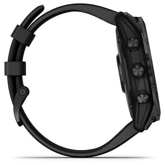 Умные часы Garmin Fenix 7X Sapphire Solar титановые угольно-серые DLC с силиконовым ремешком (010-02541-11)