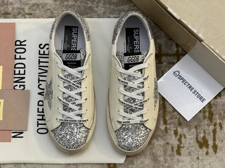 Super Star Wmns White Silver Glitters