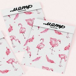 Ткань лен нежный розовый фламинго