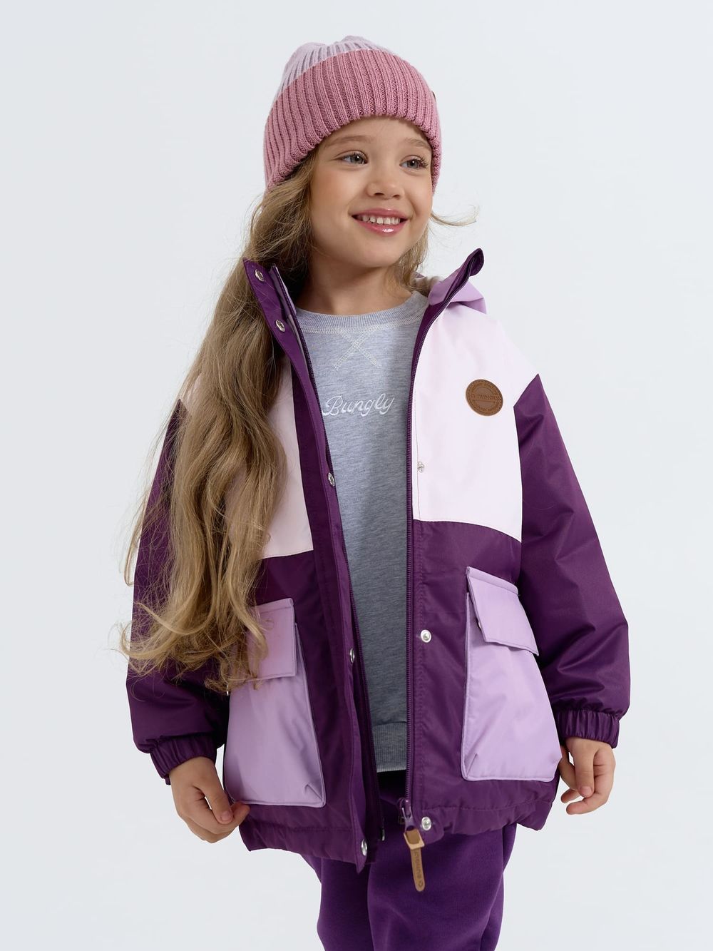 Куртка демисезонная Колор блок "Баклажан"