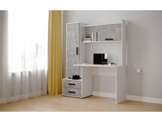 Стол письменный КВАРТЕТ-9 белый / ателье светлое