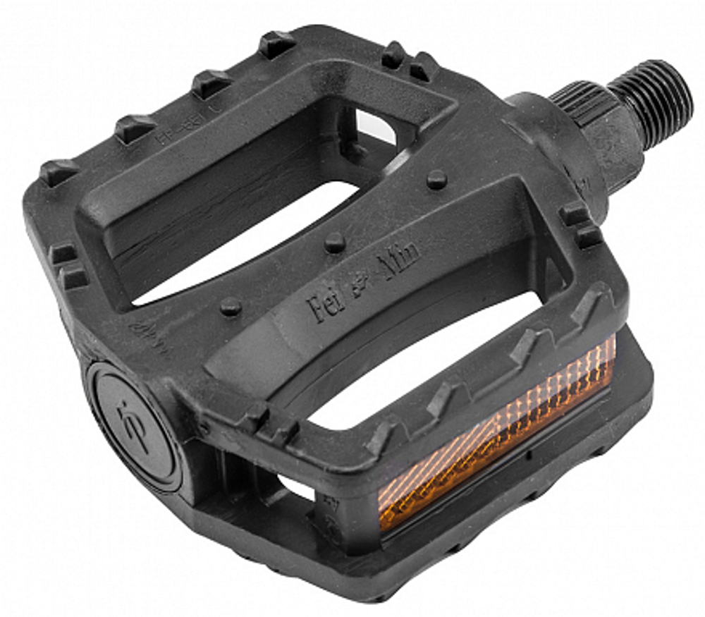 Педали FP-651 FEIMIN, ось 1/2" со светоотражателями, пластиковые чёрные