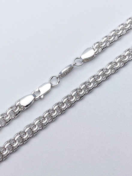 Цепь из серебра/Бисмарк/Без покрытия/Со вставкой "Спаси и сохрани"/С алмазной огранкой