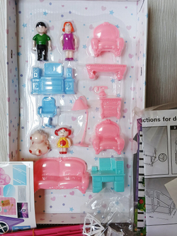 Кукольный домик арт.975 мебель и фигурки, 55 элементов, 22 см