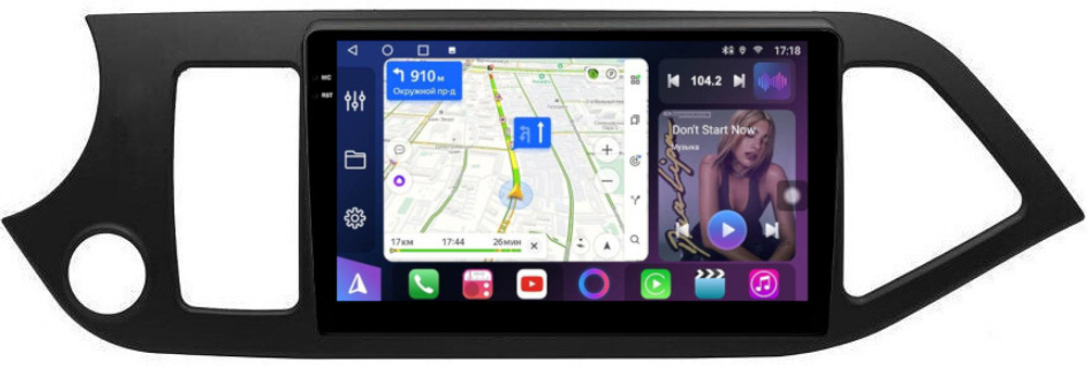 Магнитола для KIA Picanto 2 2011-2016 - FarCar BM217M монитор 9.5" QLED на Android 14, TS10, 4+32Гб, CarPlay, 4G SIM-слот