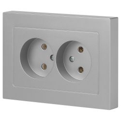 Розетка Intro Accent 6-204-03 двойная 2х2P 16А-250В IP20 СУ AL/CU алюминий