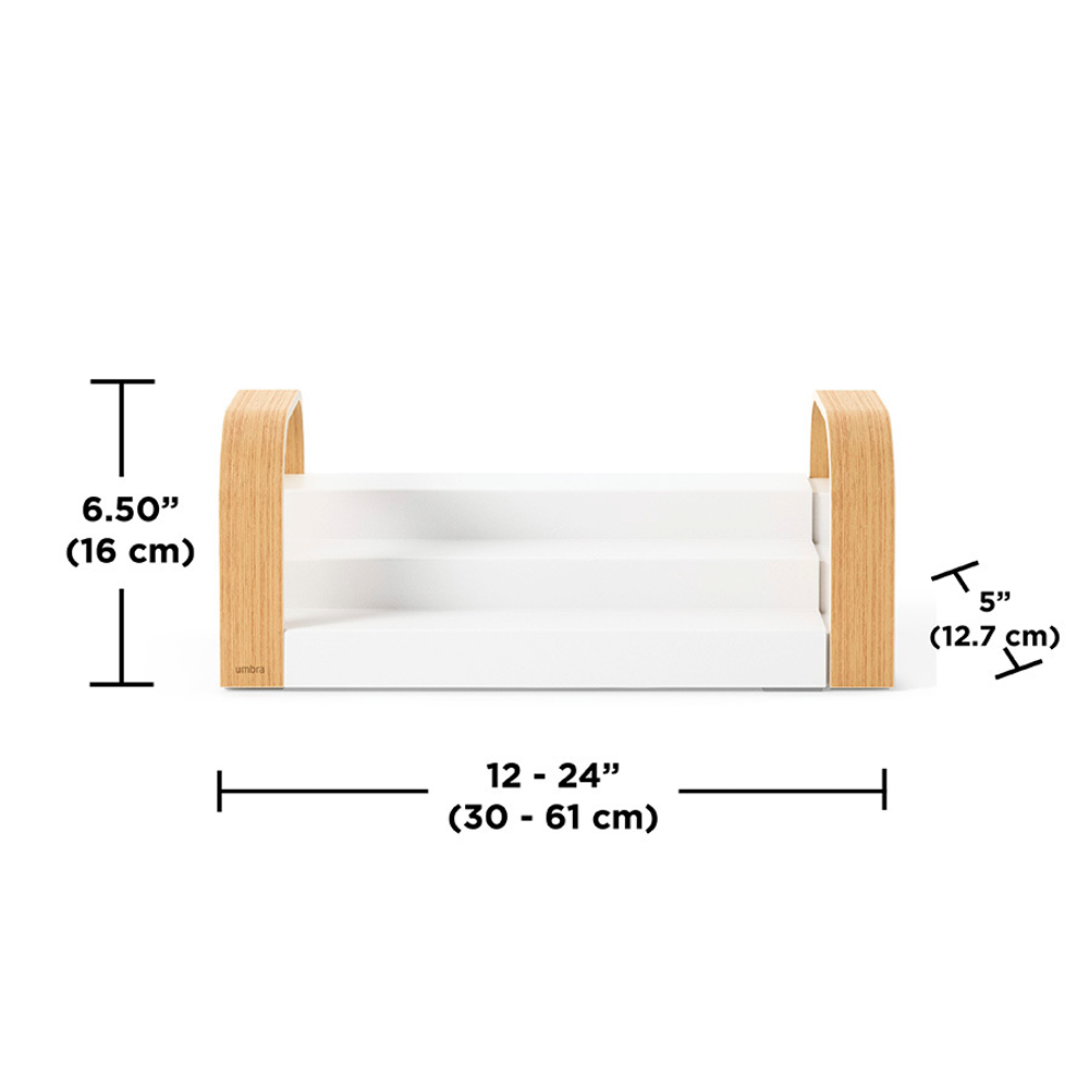 Полка для специй трехъярусная раздвижная bellwood, белая/натуральное дерево