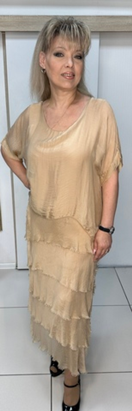 Итальянское платье с шифоновой "рванкой" цвета золота