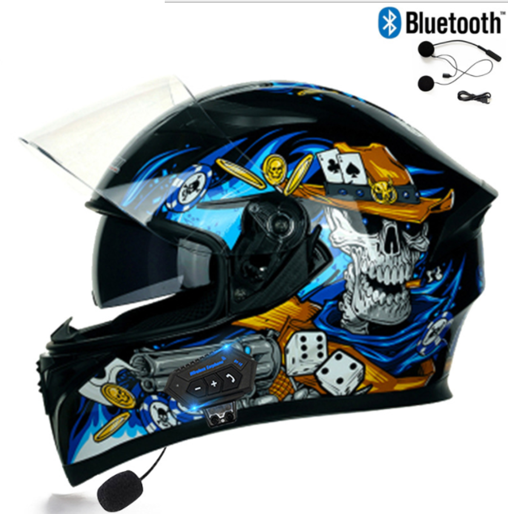 шлем интеграл c Bluetooth Jiekai скелет XL