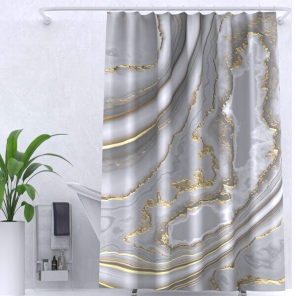 Штора для ванной комнаты ZALEL 180*200 полиэстер с утяжелителем Marble YT-Marble153