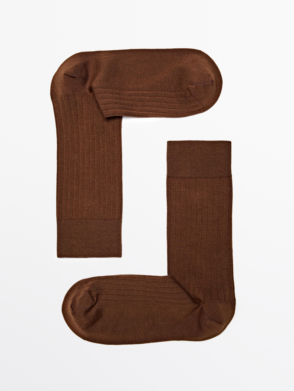 Massimo Dutti Носки в рубчик из смеси хлопка, коричневый