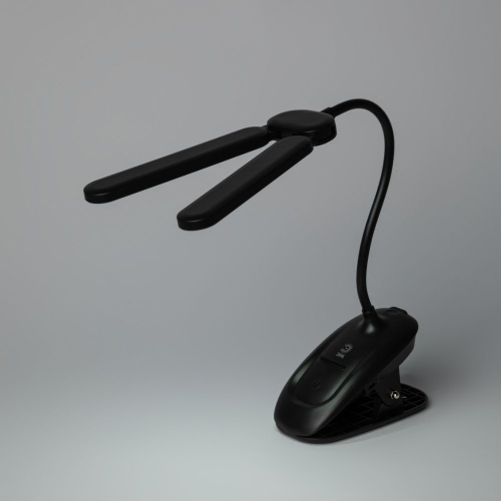 Настольный светильник ЭРА NLED-512-6W-BK светодиодный аккумуляторный на прищепке черный | Светодиодные настольные лампы