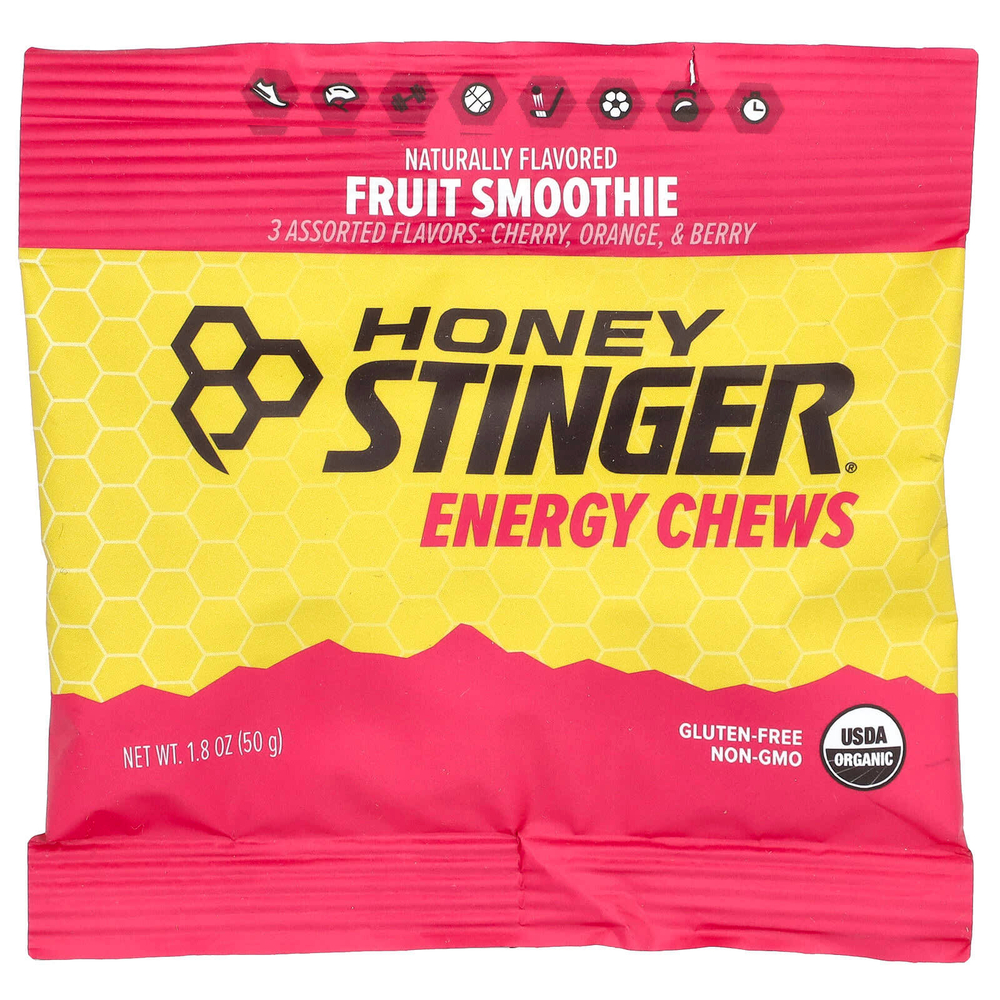 Honey Stinger, Energy Chews, фруктовый смузи, 12 пакетиков по 50 г (1,8 унции)