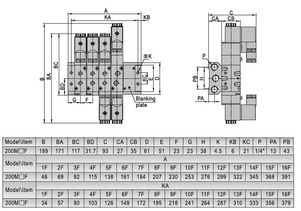Пневмоплита для пневмораспределителей 4V210-08 / 4V230-08
