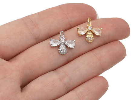 Подвеска "Пчелка" 10,5мм, со стразами