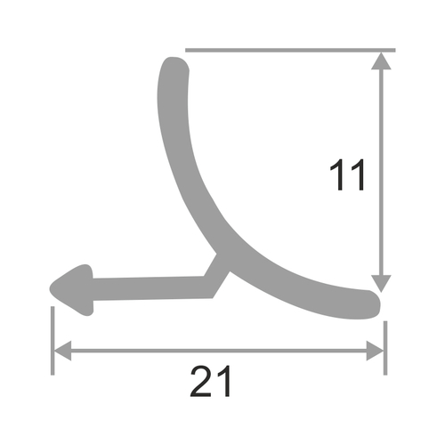 Алюминиевый внутренний профиль ПО-В9 2700 мм