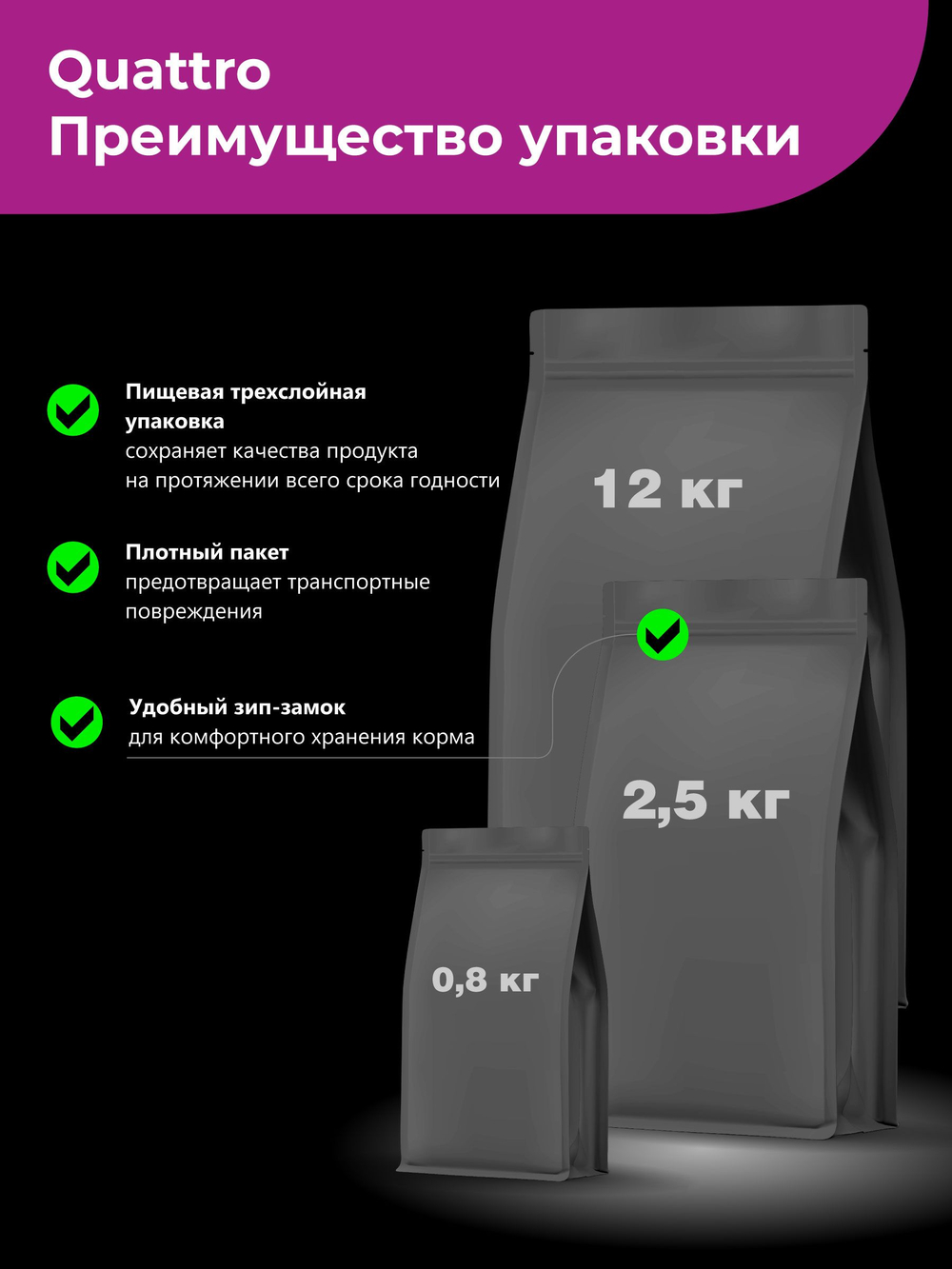 Quattro корм для взрослых собак породы Ризеншнауцер, с говядиной, 12 кг, QUATTRO