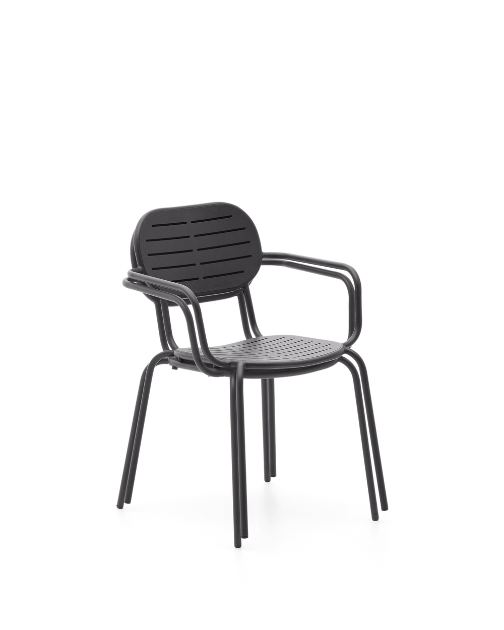 Стул для улицы Brai с подлокотниками из оцинкованной стали тёмно-серого цвета