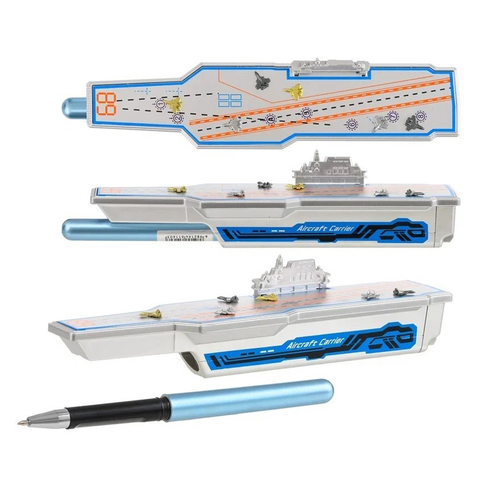 Ручка шариковая, Basir, синие чернила, серия "АВИАНОСЕЦ", корпус с движущимися фигурками, 24 шт