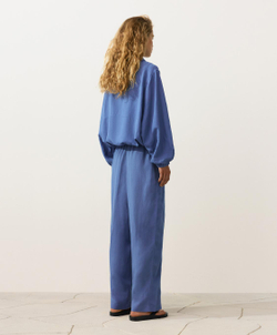 Oysho Прямые брюки из смеси лиоцелла и 24% льна, пыльно-синий