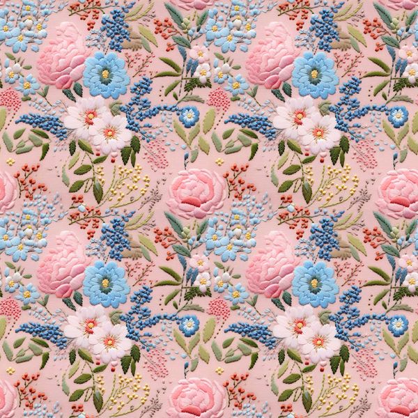 ПРЕДЗАКАЗ, ИМИТАЦИЯ ЦВЕТОЧНОЙ ВЫШИВКИ #7,  100% хлопок Handmade Fabrics 1